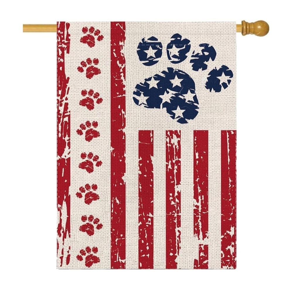 4Th of July Flag 28 X 40 Double Sided, Patriotic Large Dog Outdoor Flag Dog Lov.
